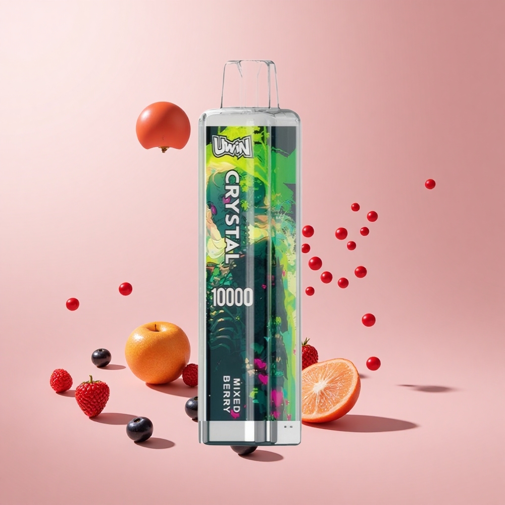 Karışık Meyve Uwin Crystal 10000 Puf Yeniden Doldurulamaz Vape RGB Işıklar ve 18ml E-Sıvı Kapasitesi