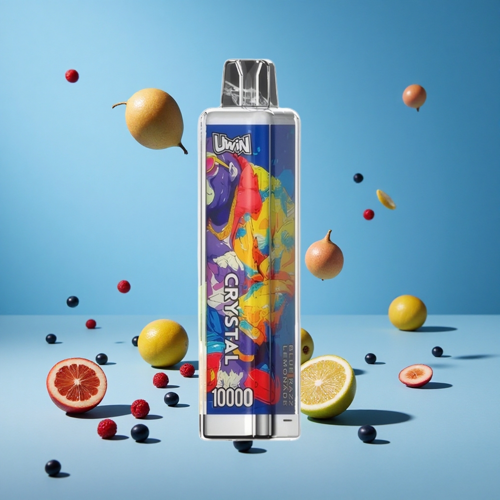 Mavi Ahududu Limonata Uwin Crystal 10.000 Puf 18ml Sıvı Kapasitesi ve RGB Aydınlatma