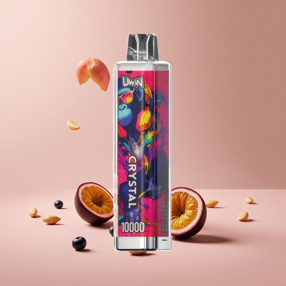 Tutku Meyvesi Buz Uwin Crystal 10000 Puffs RGB Işıklar 18ml E-Sıvı Kapasitesi