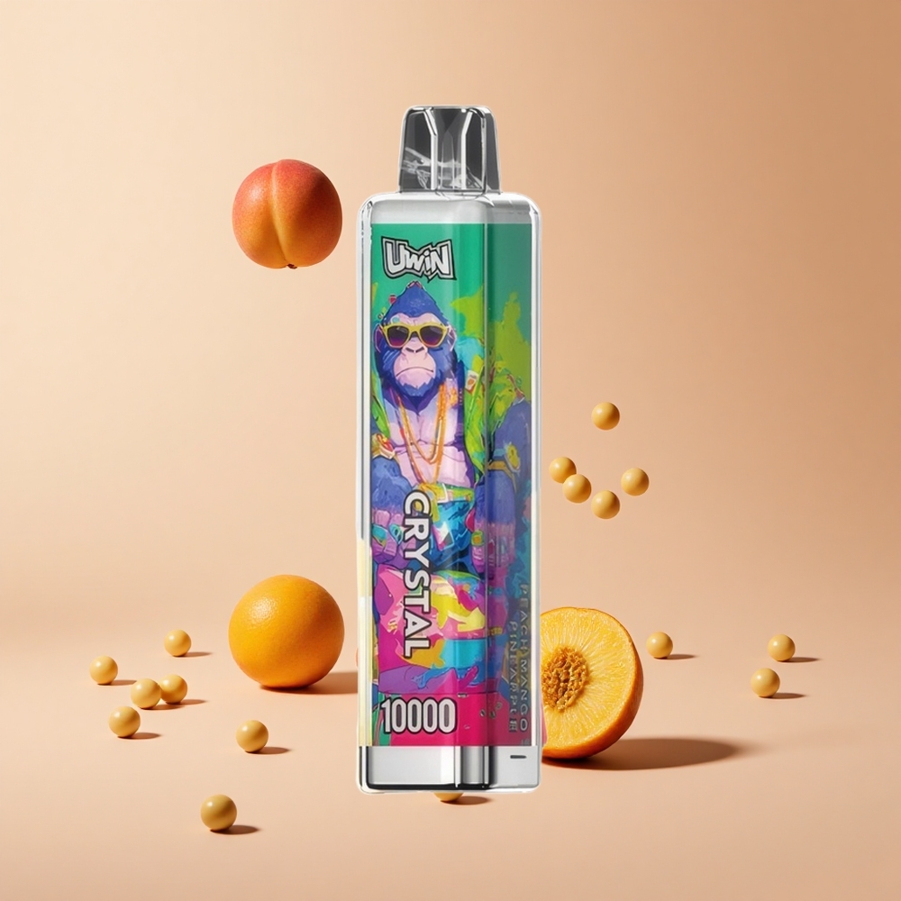Şeftali Mango Ananas Uwin Crystal 10000 Puff 18ml Sıvı Kapasitesi RGB Işıklar