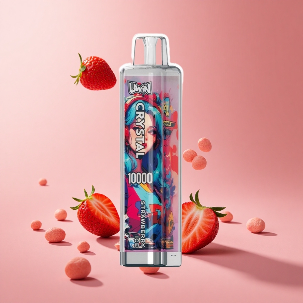 Çilek Buz Uwin Crystal 10000 Puffs 18ml ve 650mAh Şarj Edilebilir