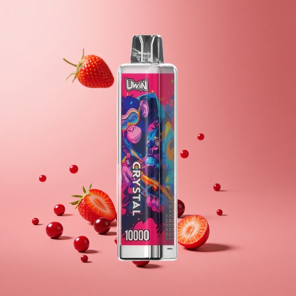 Çilek Kızılcık Kiraz Kombinasyonu Uwin Crystal 10.000 Puff RGB Işıklı 18ml E-Sıvı Kapasitesi Tek Kullanımlık Vape