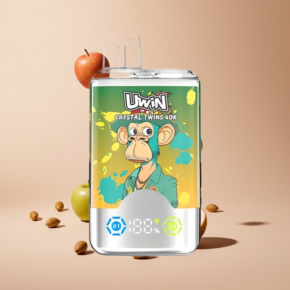 Kivi Tutku Meyvesi Guava İki Elma Uwin Crystal Twins 40000 Puffs Şarj Edilebilir Tasarım: 850mAh Pil Tip-C Şarj