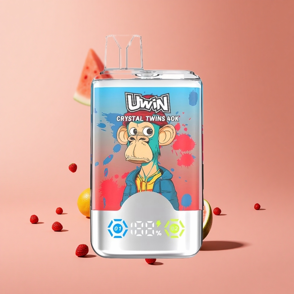 Çilek Karpuz Limon Lime Uwin Crystal Twins 40000 Puff Şarj Edilebilir Tasarım: 850mAh Pil ve Tip-C Şarj