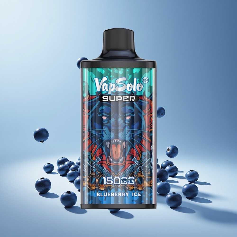 Mavi Böğürtlen Buz Vapsolo Super 15000 Puff 40ml Sıvı 850mah Mesh Bobin Tip-C Şarj