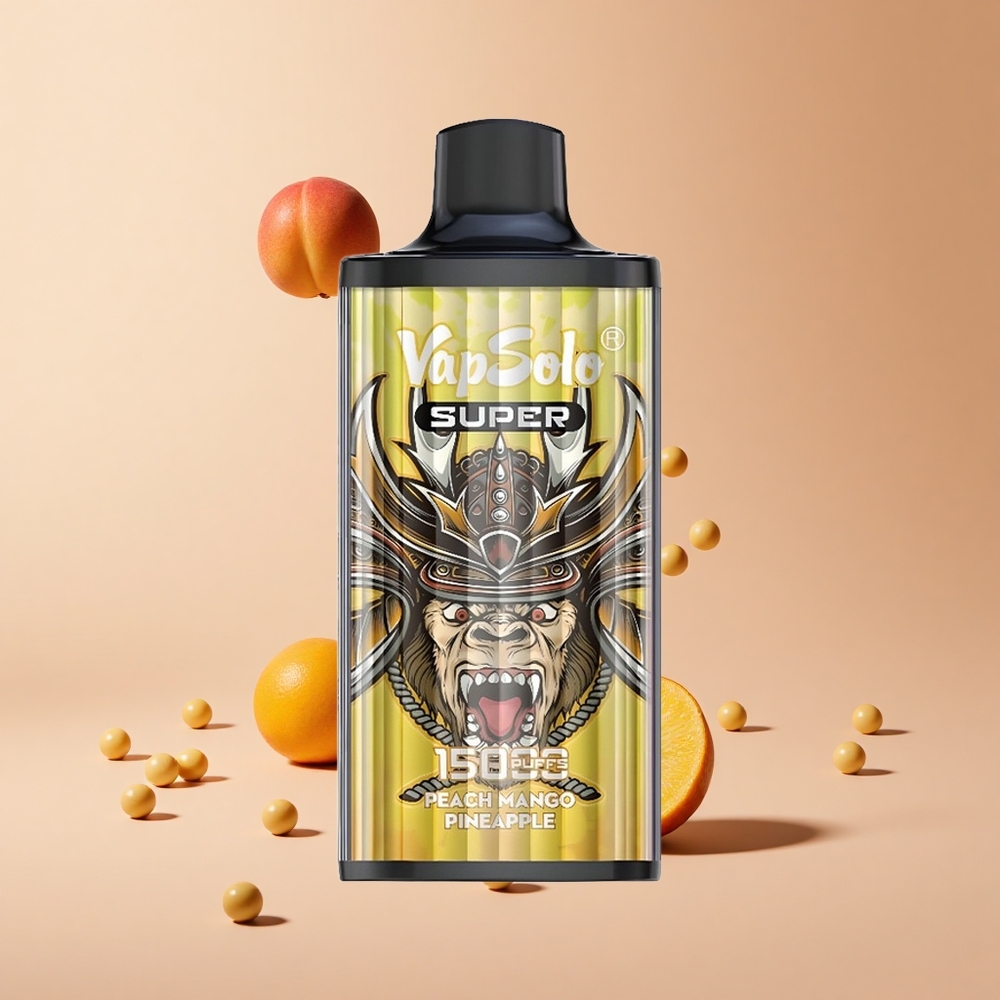 Şeftali Mango Ananas Vapsolo Super 15000 Puffs 40ml E-Sıvı 850mah Mesh Bobin Type-C Şarj Portu