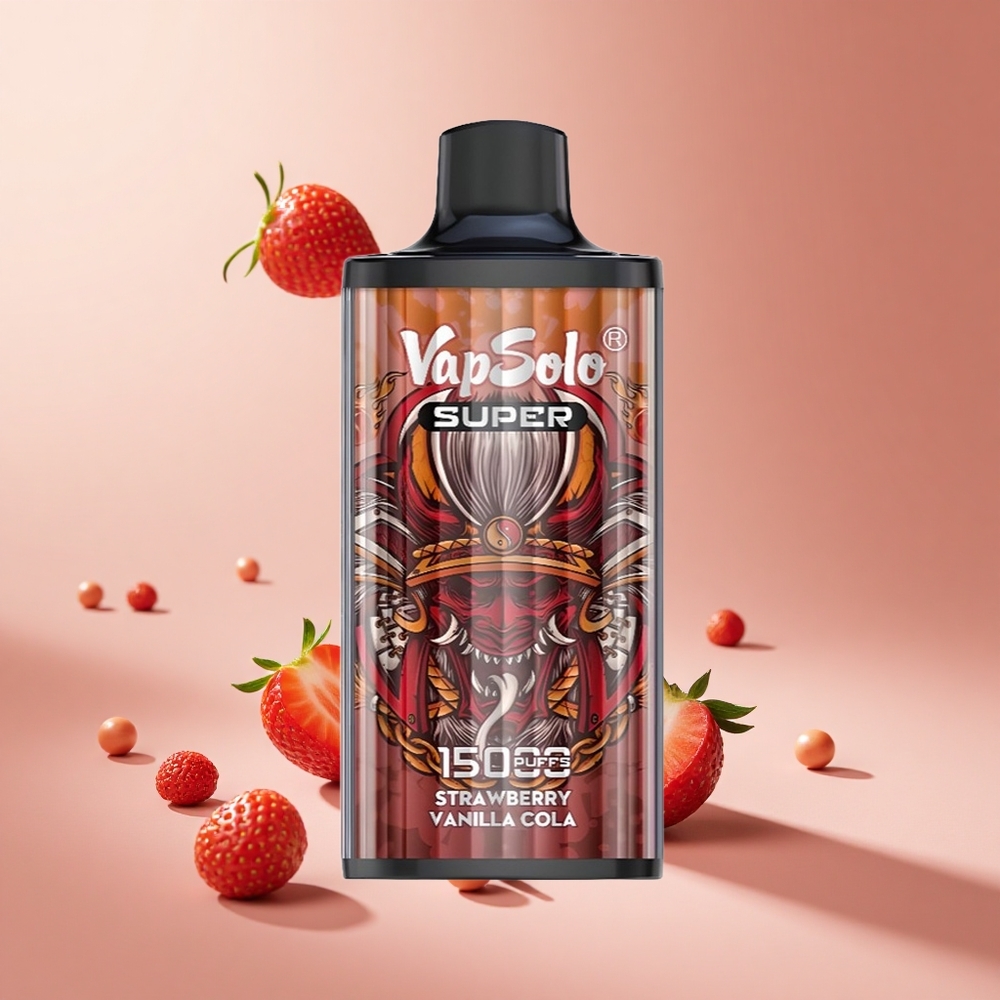 Çilek Vanilya Kolası Vapsolo Super 15000 Puffs 40ml Sıvı 850mah Mesh Bobin Tip-C Şarj Portlu Tek Kullanımlık Vape