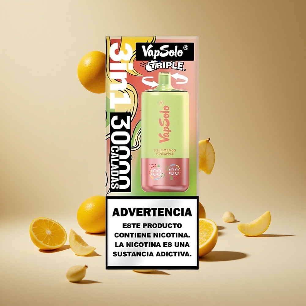 Ekşi Mango Ananas VapSolo Triple 30000 Puff 40ml E-Sıvı 3 Yağ Tankı