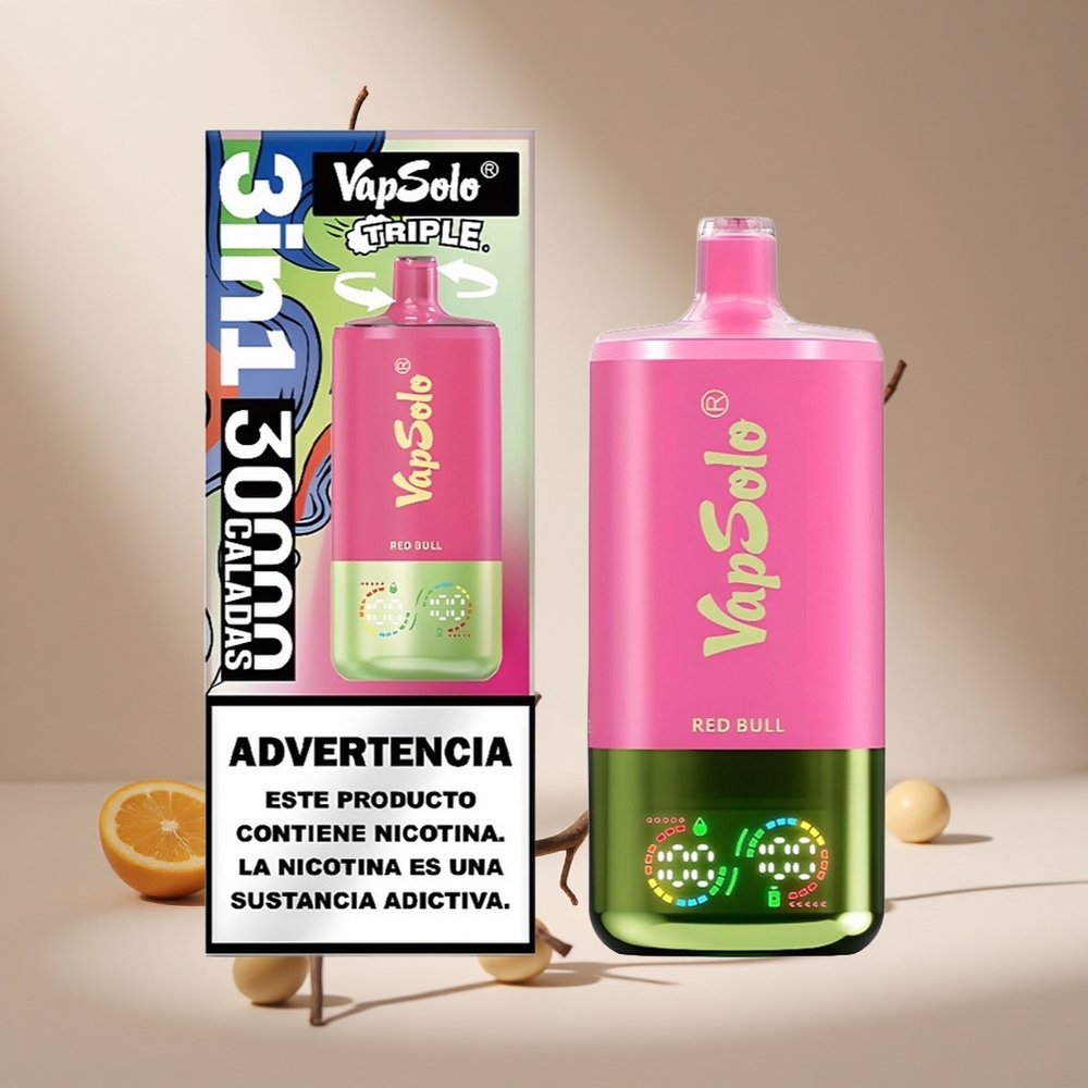 Kırmızı Boğa VapSolo Triple 30000 Puff 40ml E-Likit 20 mg/ml,50 mg/ml Nikotin 3 Yağ Tankı Type-C Şarj Portu