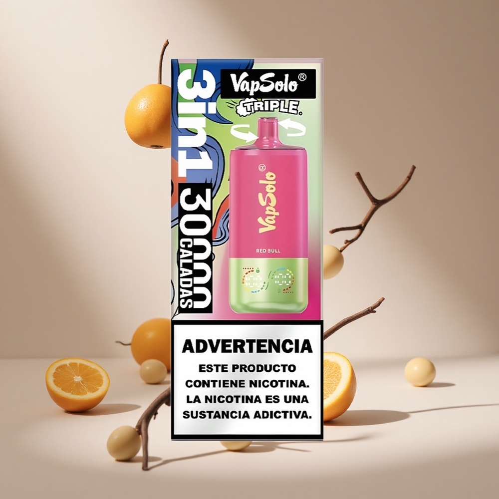 Kırmızı Boğa VapSolo Triple 30000 Puff 40ml E-Likit 20 mg/ml,50 mg/ml Nikotin 3 Yağ Tankı Type-C Şarj Portu