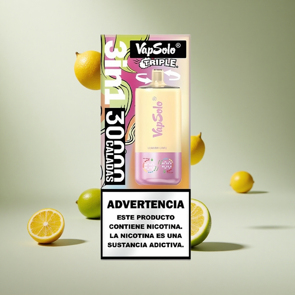 Limon Yeşili VapSolo Triple 30000 Püf 40ml E-Sıvı 20 mg/ml,50 mg/ml Tip-C Şarj Portu