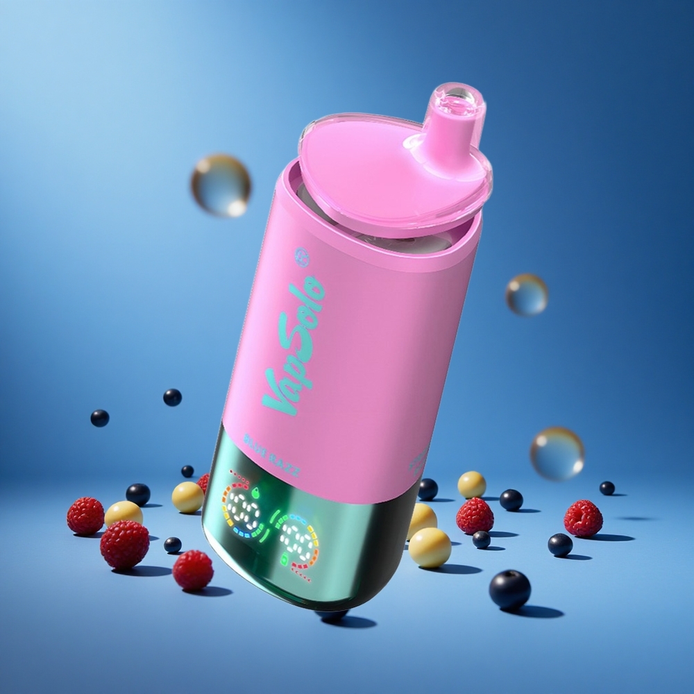 Mavi Ahududu VapSolo Triple 30000 Puff 40ml E-Sıvı 3 Yağ Tankı Type-C Şarj Portu