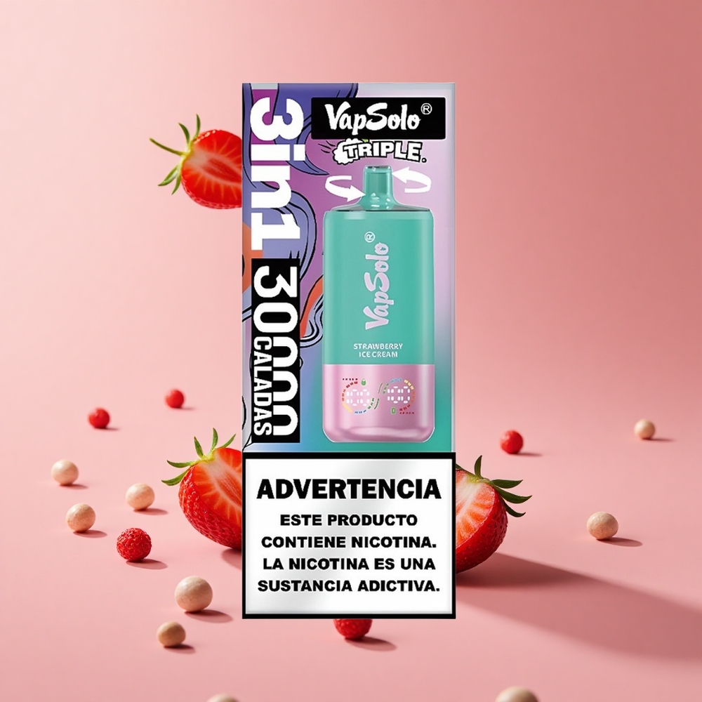 Çilekli Dondurma Vapsolo Triple 30000 Puff 40ml E-Sıvı 20 mg/ml,50 mg/ml Nikotin
