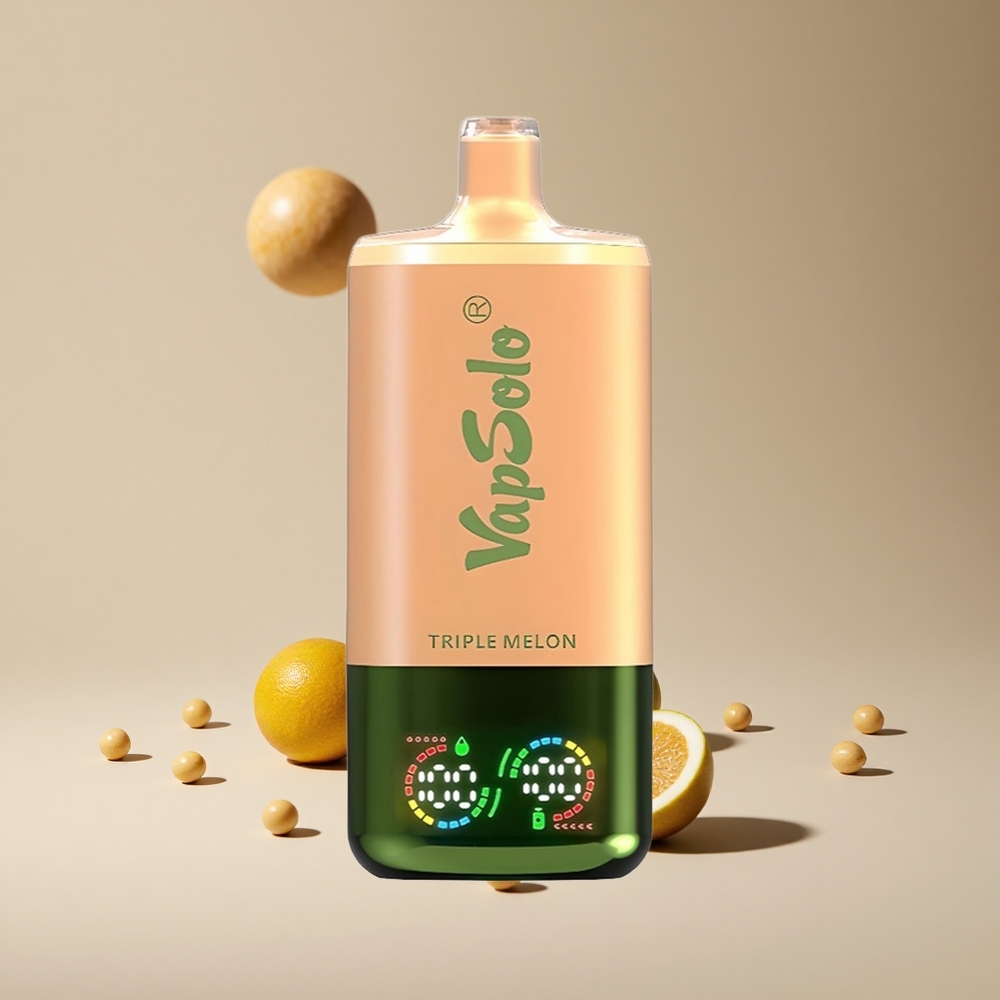 Üçlü Kavun VapSolo Triple 30000 Puffs 40ml E-Sıvı 20 mg/ml,50 mg/ml Nikotin 3 Yağ Tankı Type-C Şarj Portu