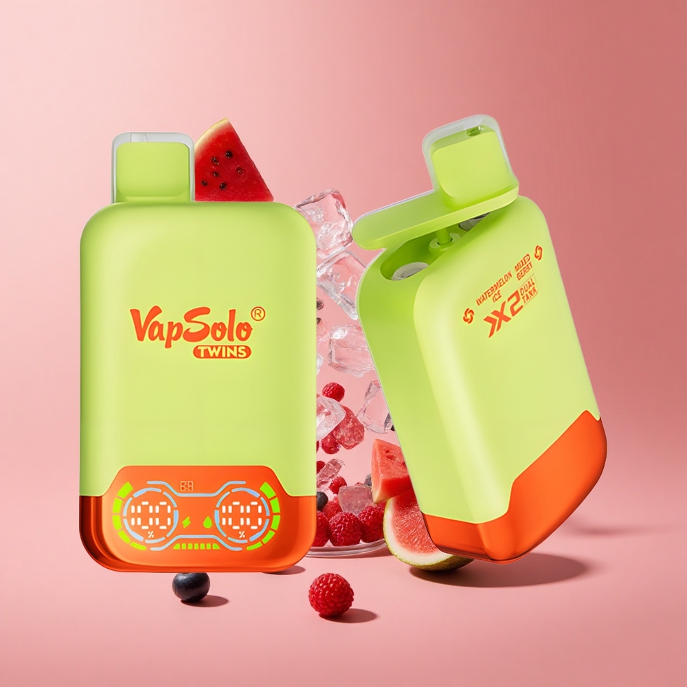Karpuz Buzu & Karışık Meyve Vapsolo Twins 20000 Puf Tek Kullanımlık Vape 40 ml E-Sıvı ve Tip-C Şarj Portu