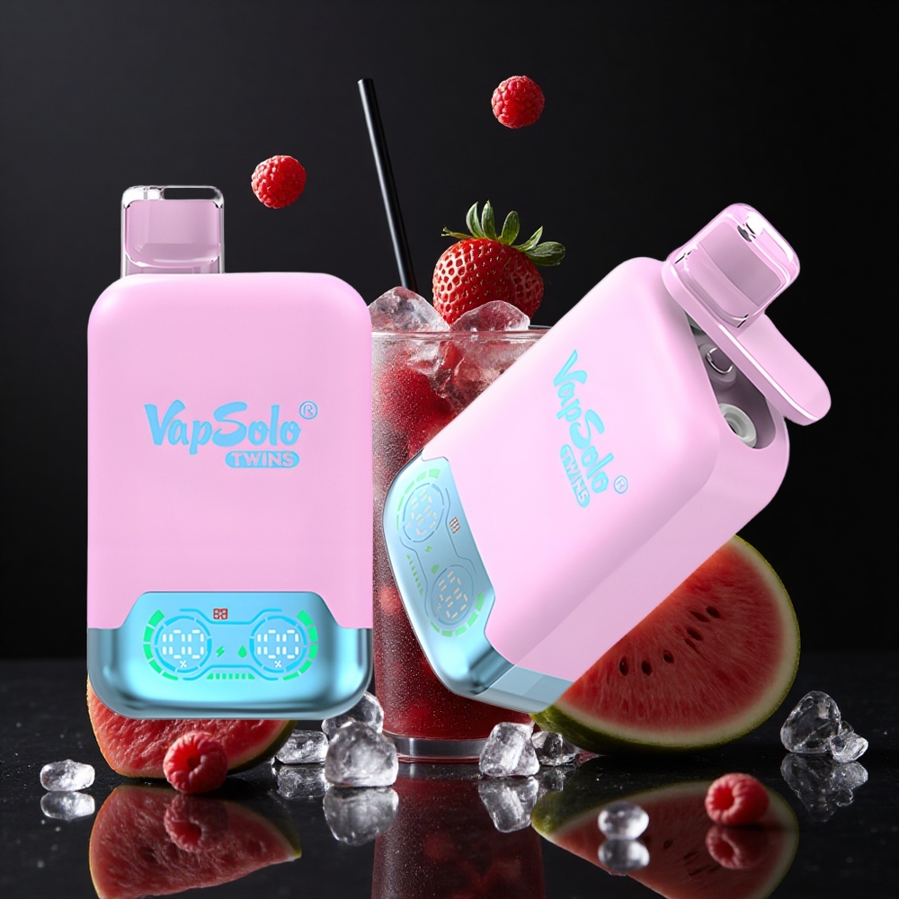 Siyah Buz Ejderha Meyvesi Çilek & Ahududu Karpuz Vapsolo Twins 20000 Puff Şarj Portu: Type-C E-Sıvı: 40 ml