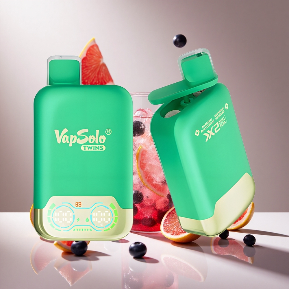 Yaban Mersini & Greyfurt Serinletici Vapsolo Twins 20000 Puf 40 ml E-Sıvı 20mg/ml, 50mg/ml Nikotin Tip-C Şarj Portu
