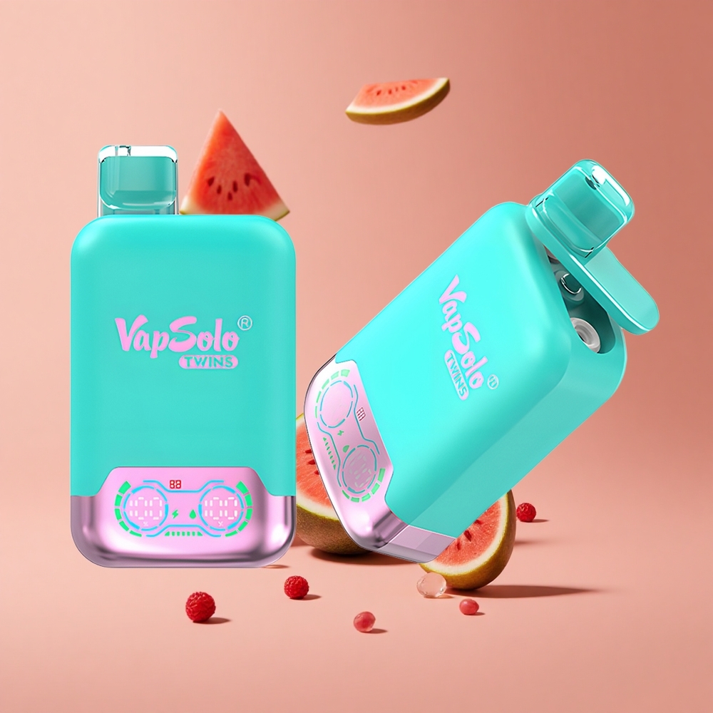 Üçlü Kavun & Ahududu Karpuz Vapsolo Twins 20000 Puffs 40 ml E-Sıvı ve 2 Yağ Tankı Tek Kullanımlık Vape