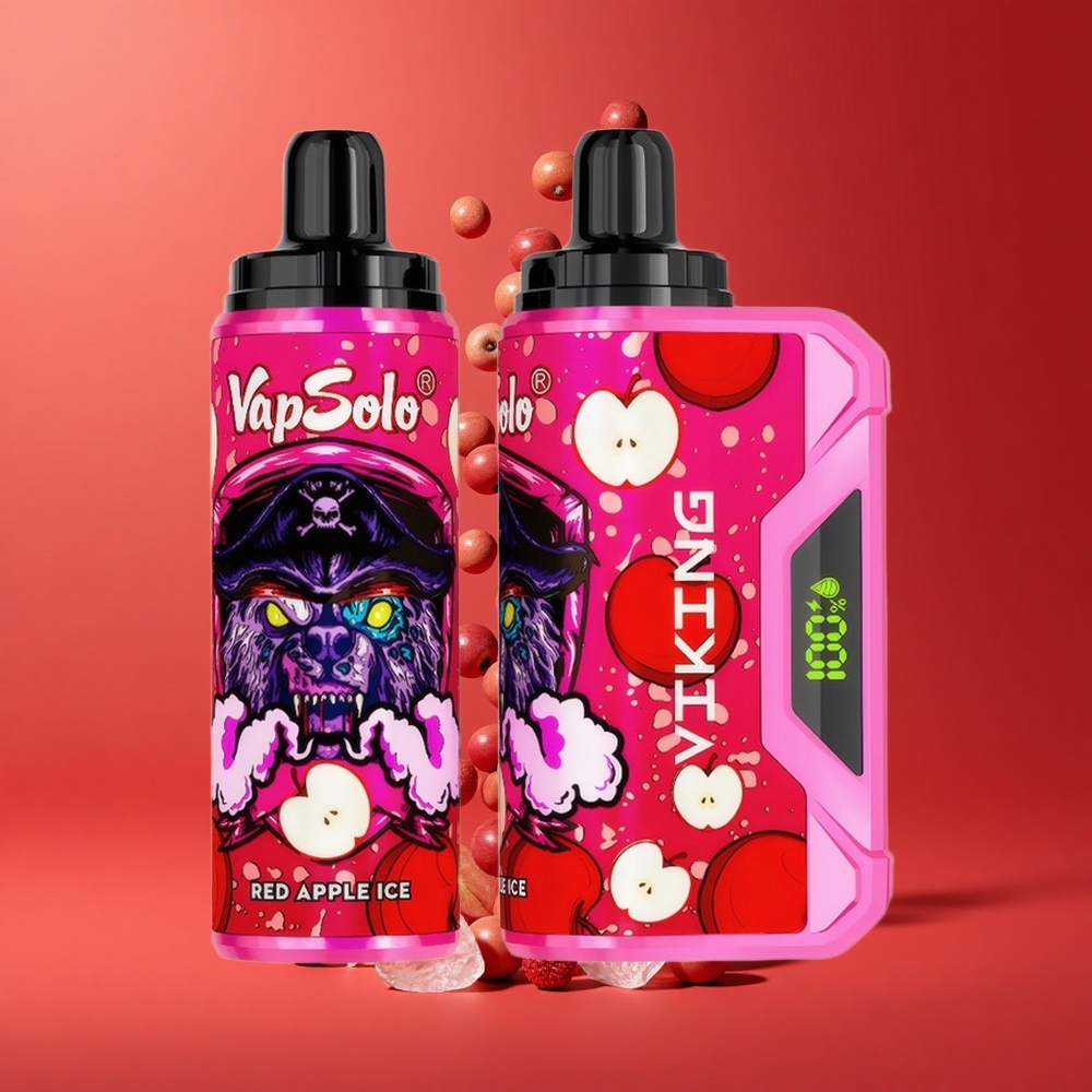 Kırmızı Elma Buz VapSolo VIKING 12000 Puffs 22ml E-Sıvı & Type-C Şarj Portu