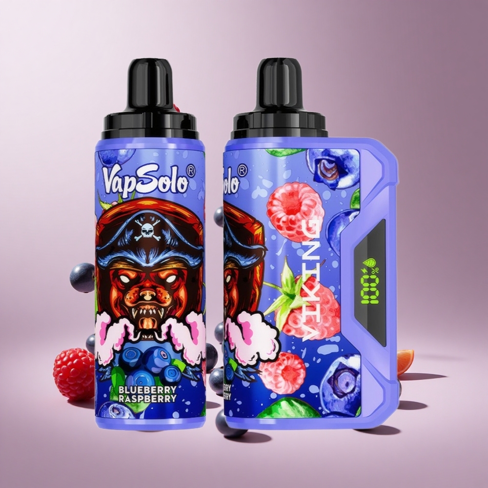 Mavi Ahududu VapSolo VIKING 12000 Puffs Atılabilir Vape, 22ml Sıvı, Tip-C Şarj