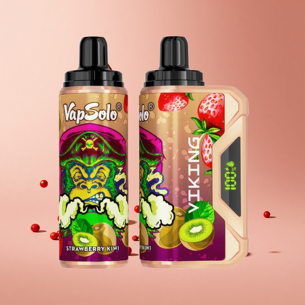 Çilek Kivi VapSolo VIKING 12000 Puffs Kullan-At Vape 22ml E-Sıvı & Type-C Şarj