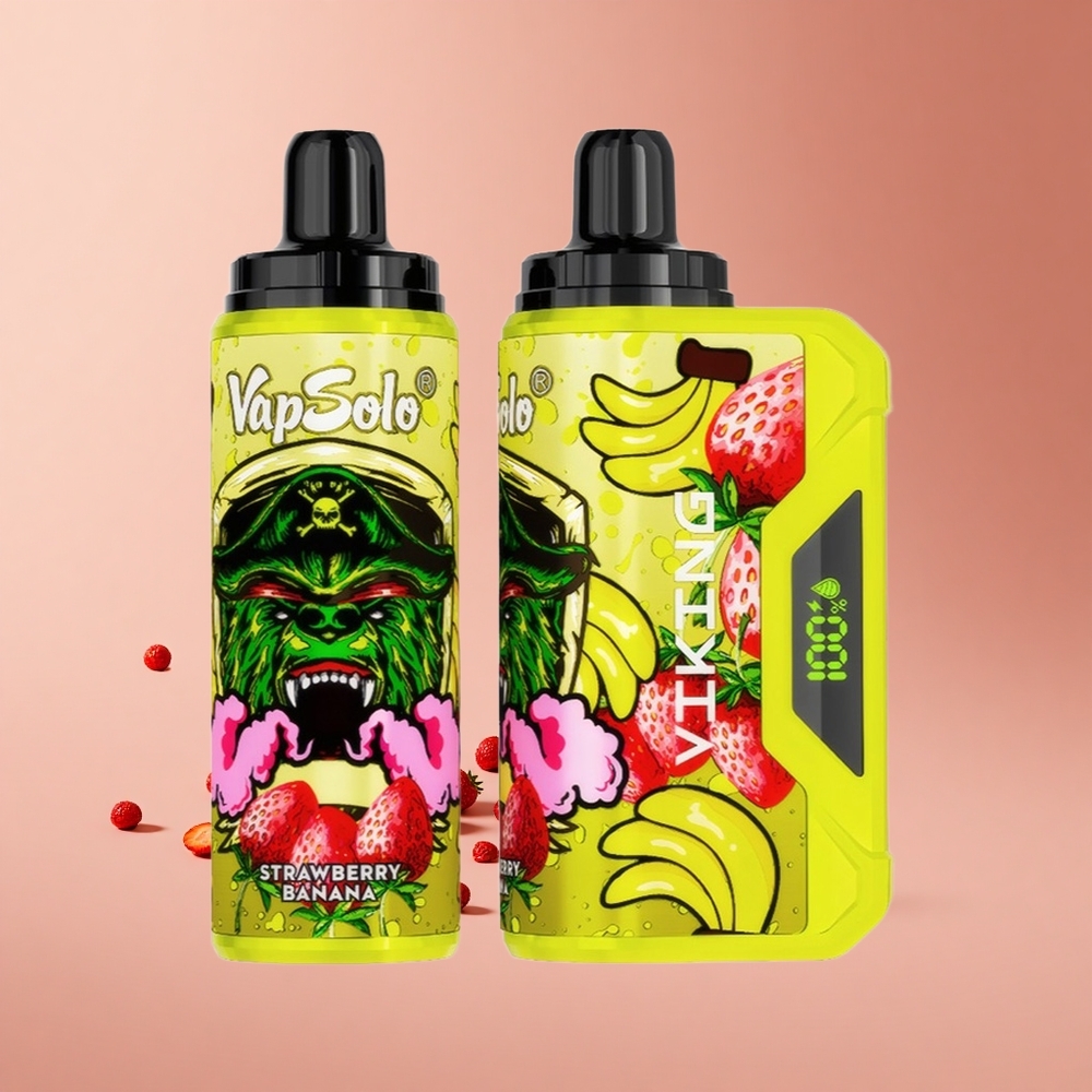 Çilek Muz VapSolo VIKING 12000 Puf Tek Kullanımlık Vape 22ml E-Sıvı & Tip-C Şarj Portu