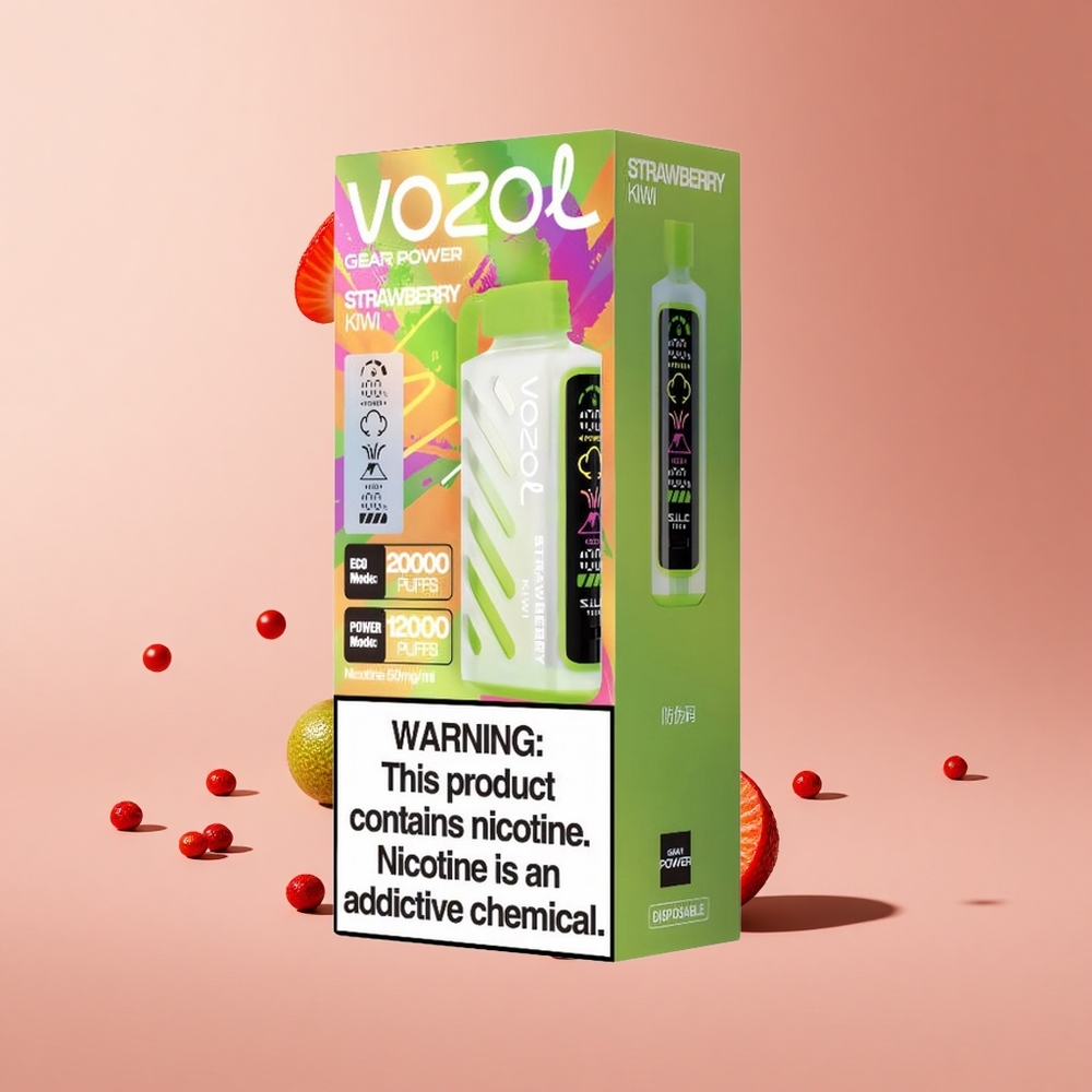 Çilek ve Kivi VOZOL Gear Power 20000 Puff Tam Ekran Gösterge 20mL Ön Dolu E-Sıvı Kapasitesi