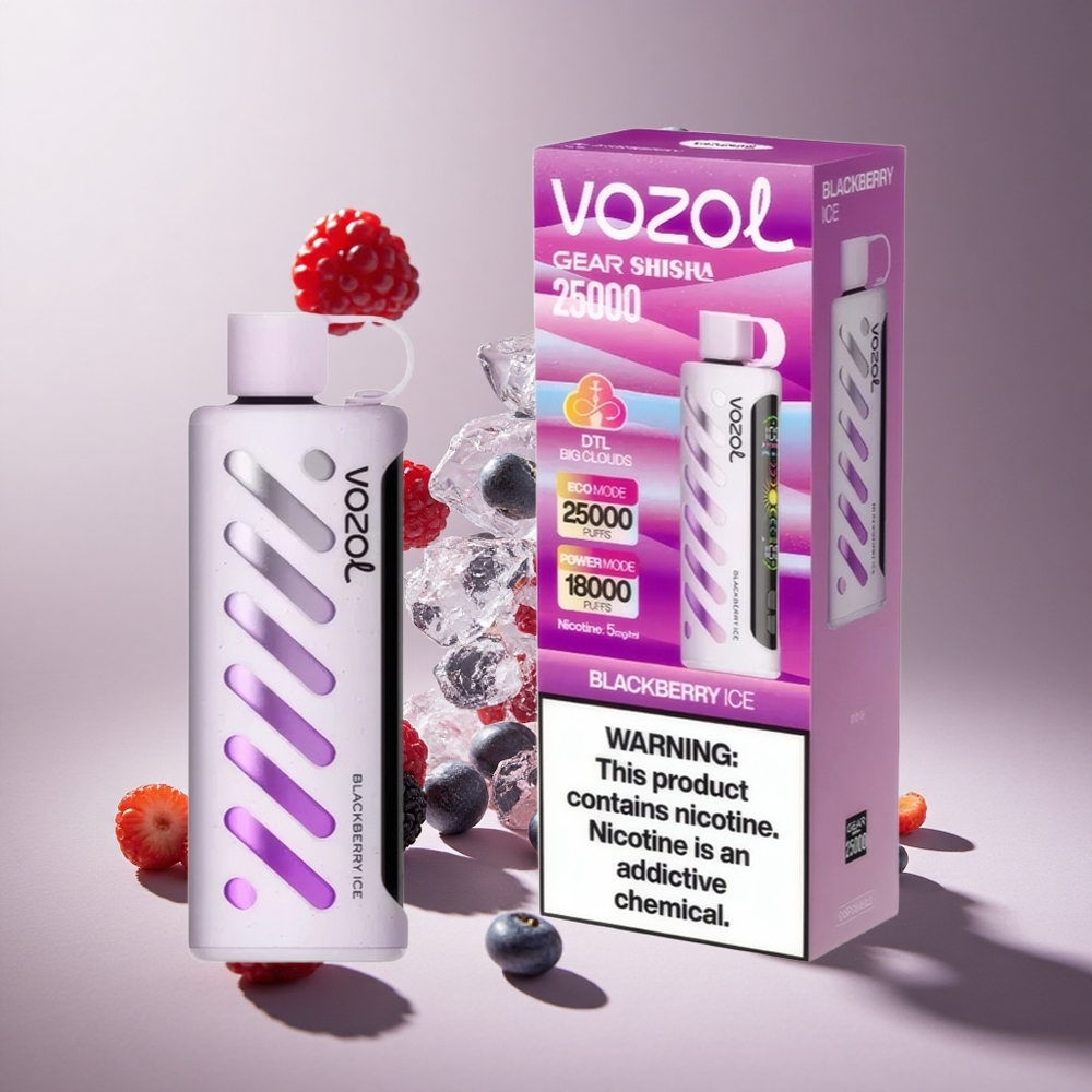 Böğürtlen Buz VOZOL Gear Shisha 25000 Puff 30 Lezzetli Aroma ve Çift Örgü Çift Mod