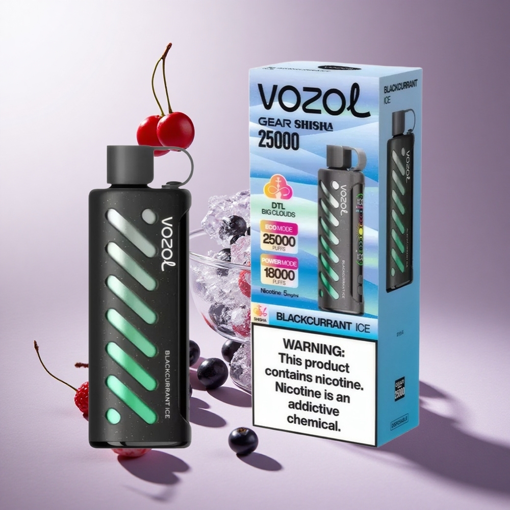 Karagüz Frenküzümü Buz VOZOL Gear Shisha 25000 Puffs 30 Lezzetli Aroma Akıllı Çip: S.i.L.C Tech