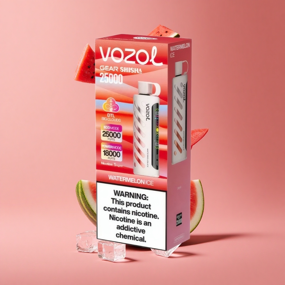 Karpuz Buzlu VOZOL Gear Shisha 25000 Puffs Kullan-At Vape 30 Lezzetli Aroma Akıllı Çip: S.i.L.C Teknolojisi