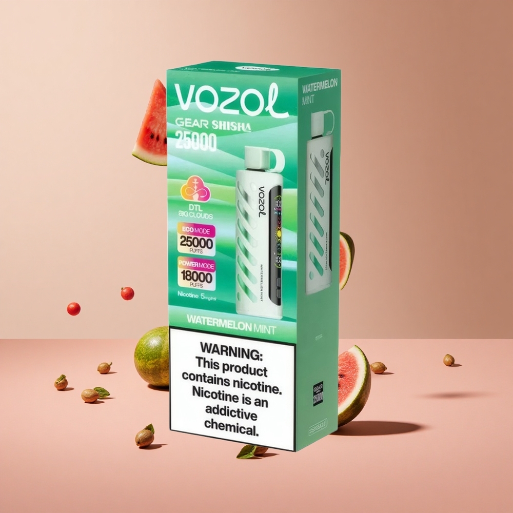 Karpuz Nane VOZOL Gear Shisha 25000 Puffs 30 Lezzetli Aroma Akıllı Çip: S.i.L.C Teknolojisi