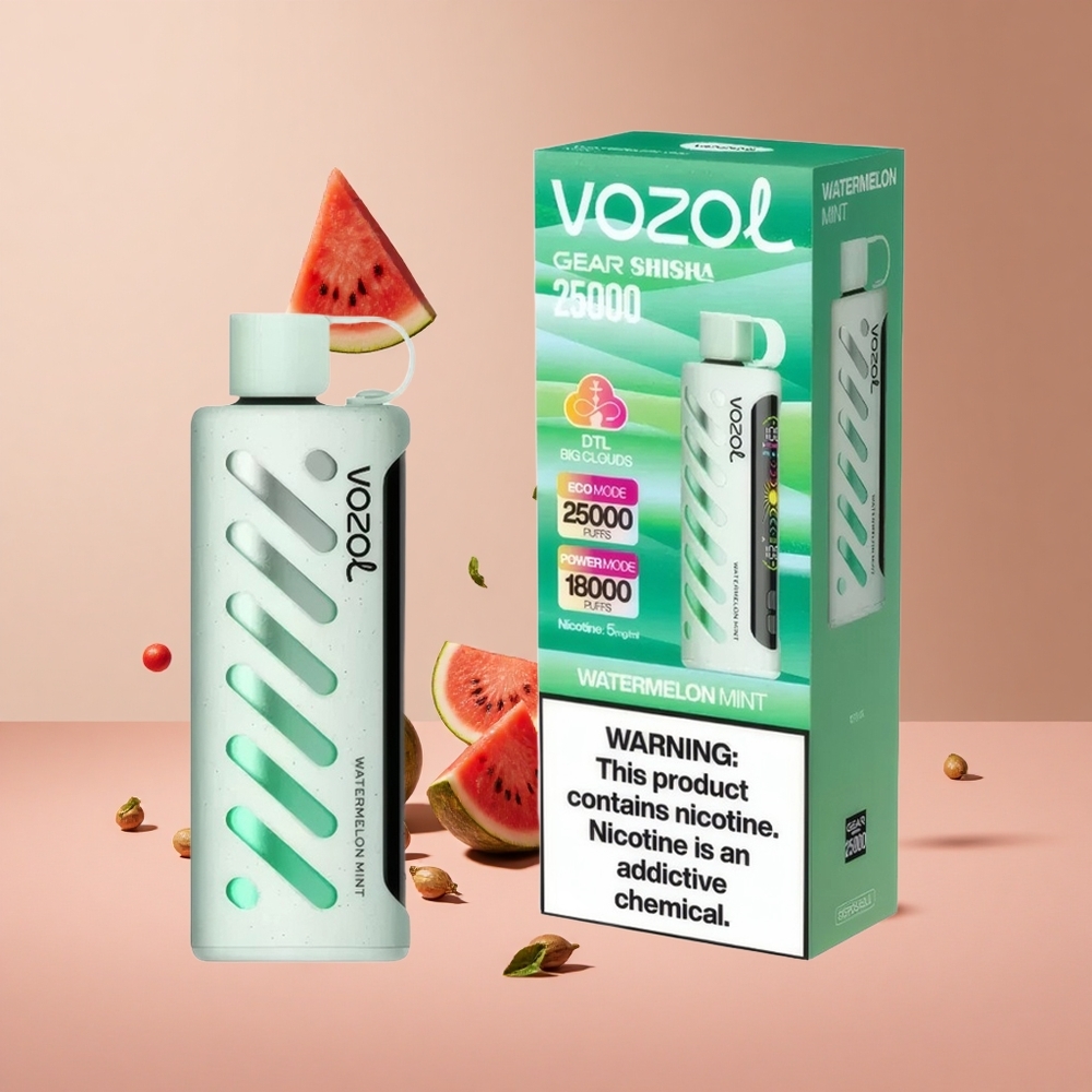Karpuz Nane VOZOL Gear Shisha 25000 Puffs 30 Lezzetli Aroma Akıllı Çip: S.i.L.C Teknolojisi