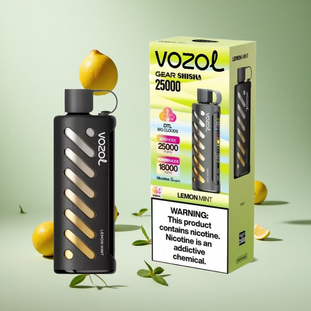 Limon Nane VOZOL Gear Shisha 25000 Puff 30 Lezzetli Tatlar Çift Mesh Çift Modlar