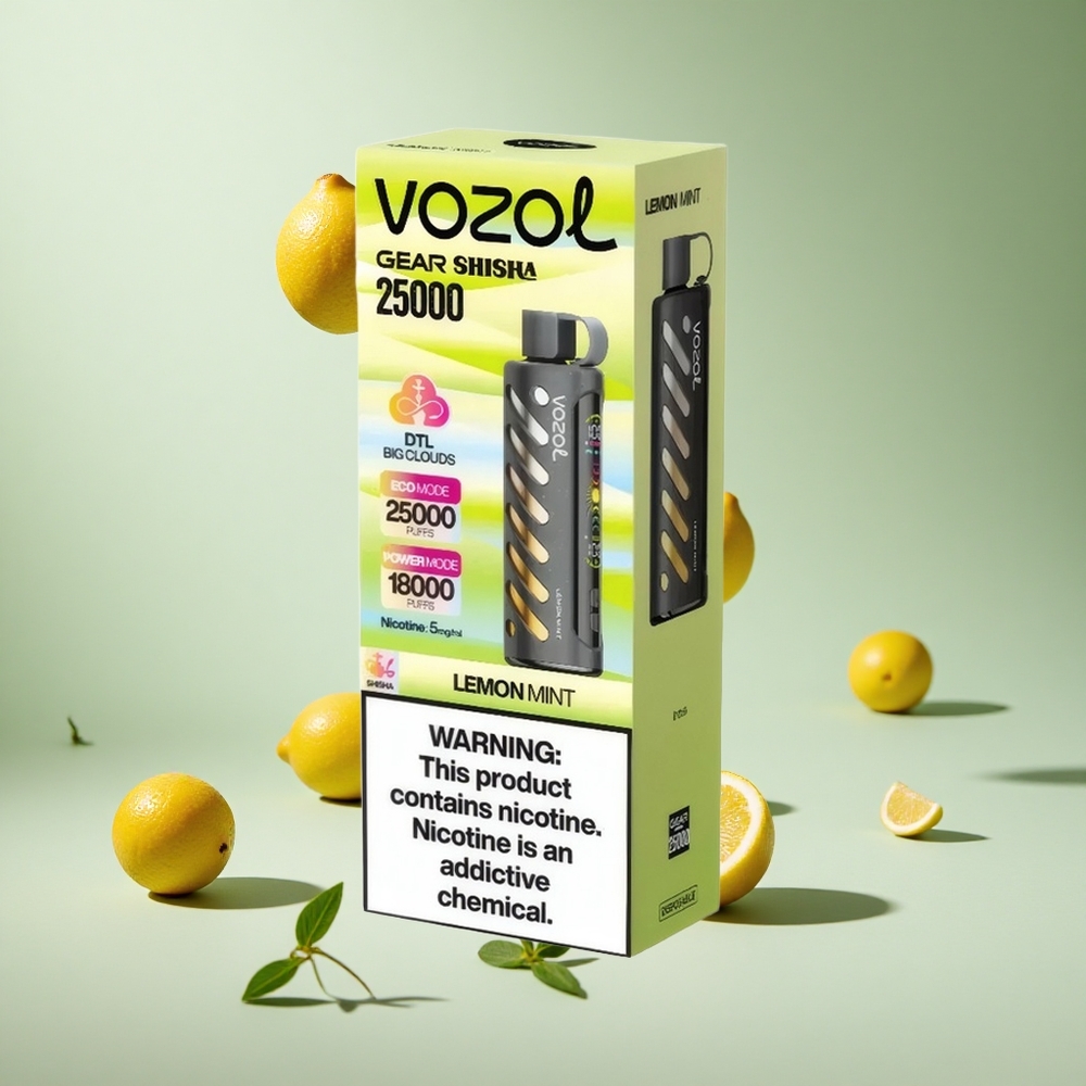 Limon Nane VOZOL Gear Shisha 25000 Puff 30 Lezzetli Tatlar Çift Mesh Çift Modlar