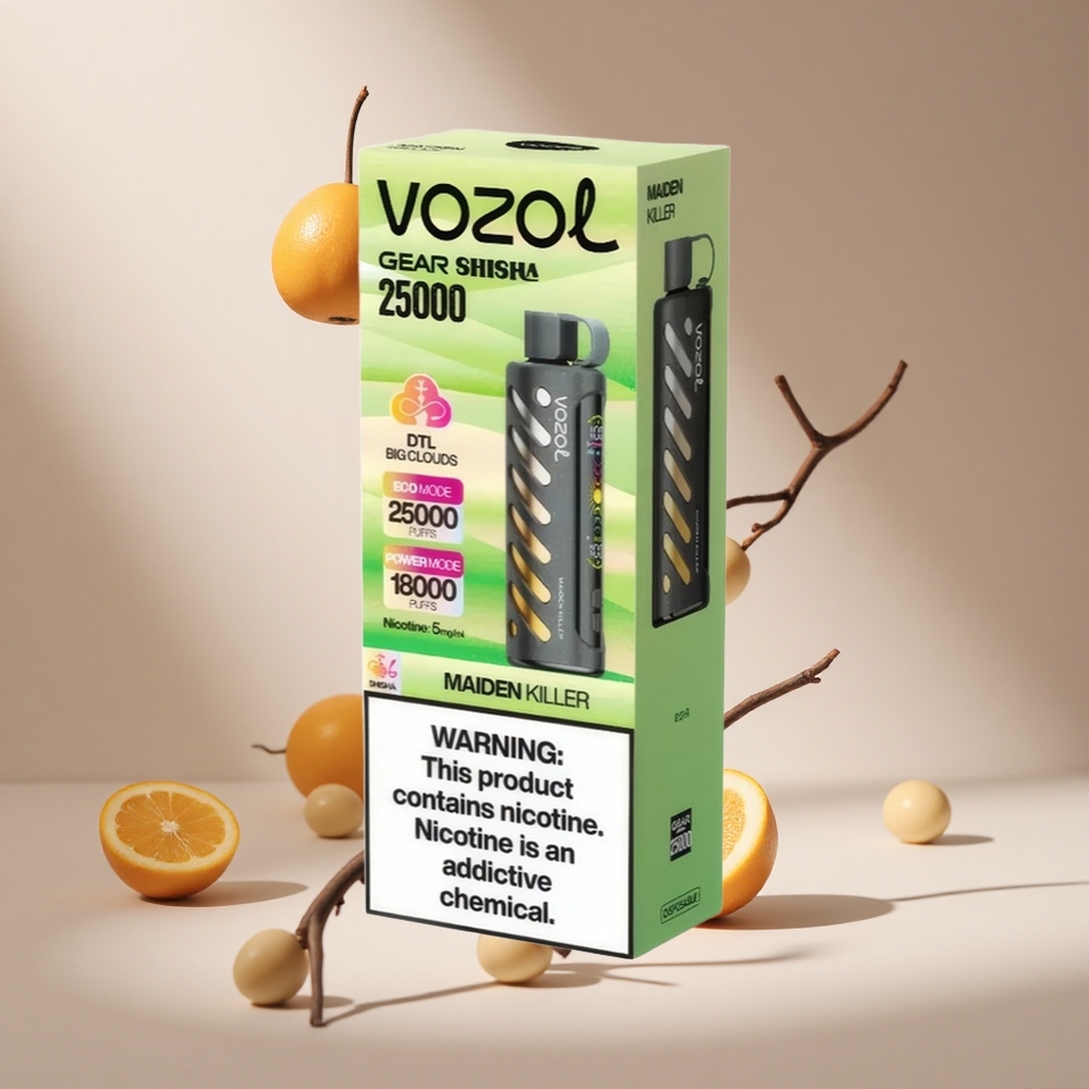 Maiden Killer VOZOL Gear Shisha 25000 Puff Çift Mesh Çift Modlu Tek Kullanımlık Vape 30 Lezzetli Aromalı 1000mAh Pil Kapasitesi