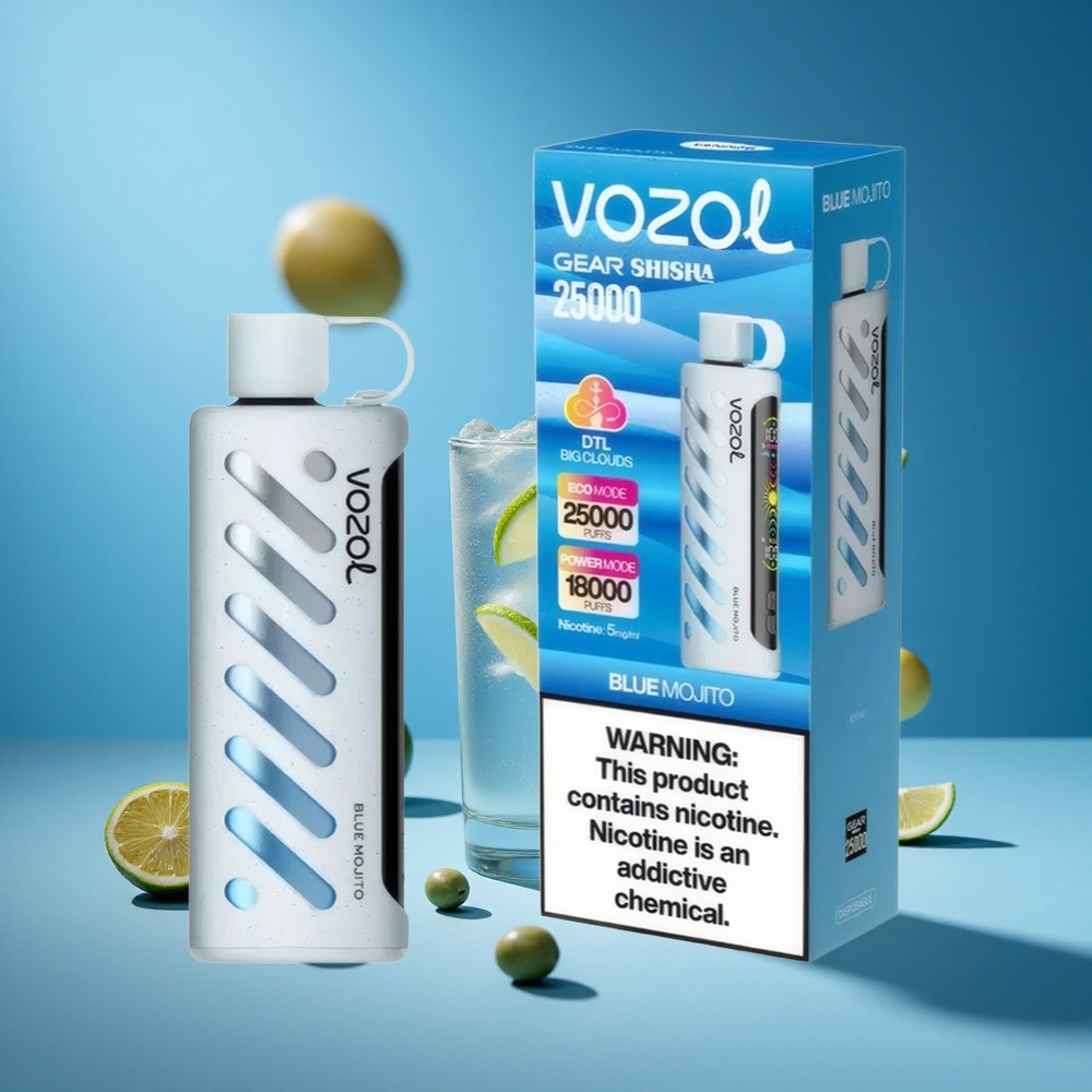 Mavi Mojito VOZOL Gear Shisha 25000 Puff 30 Lezzetli Aroma Çift Mesh İkili Mod