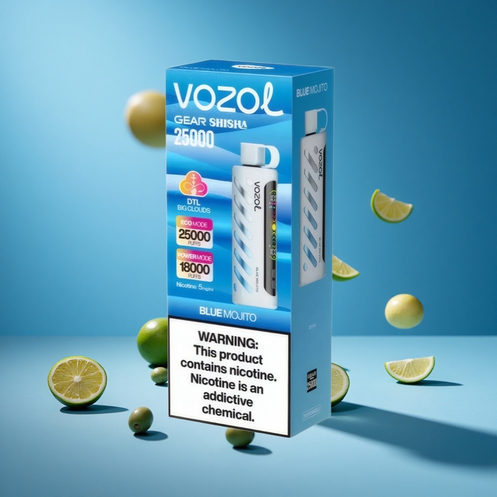 Mavi Mojito VOZOL Gear Shisha 25000 Puff 30 Lezzetli Aroma Çift Mesh İkili Mod