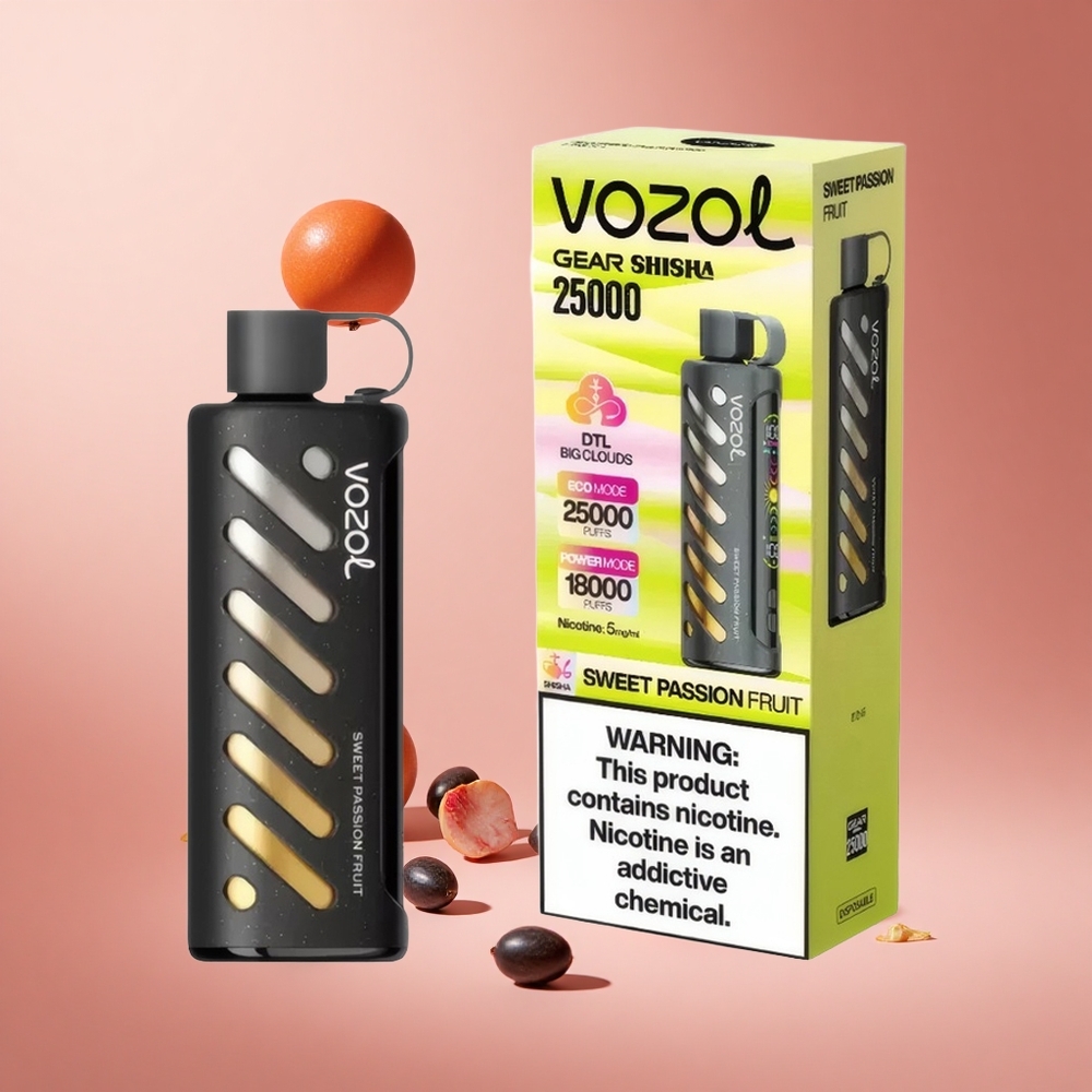 Tatlı Tutku Meyvesi VOZOL Gear Shisha 25000 Puffs 30 Lezzetli Aroma ve Çift Mesh Çift Modlu