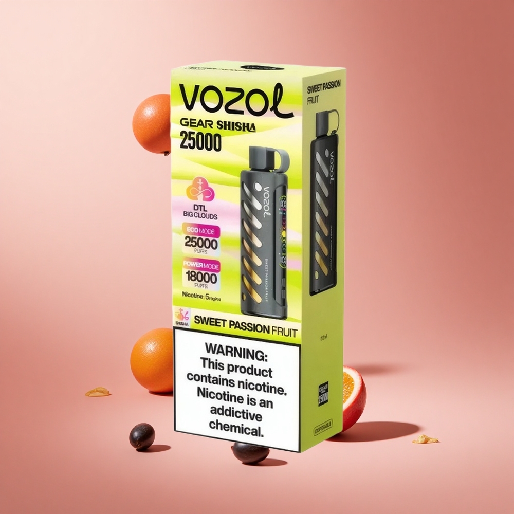 Tatlı Tutku Meyvesi VOZOL Gear Shisha 25000 Puffs 30 Lezzetli Aroma ve Çift Mesh Çift Modlu