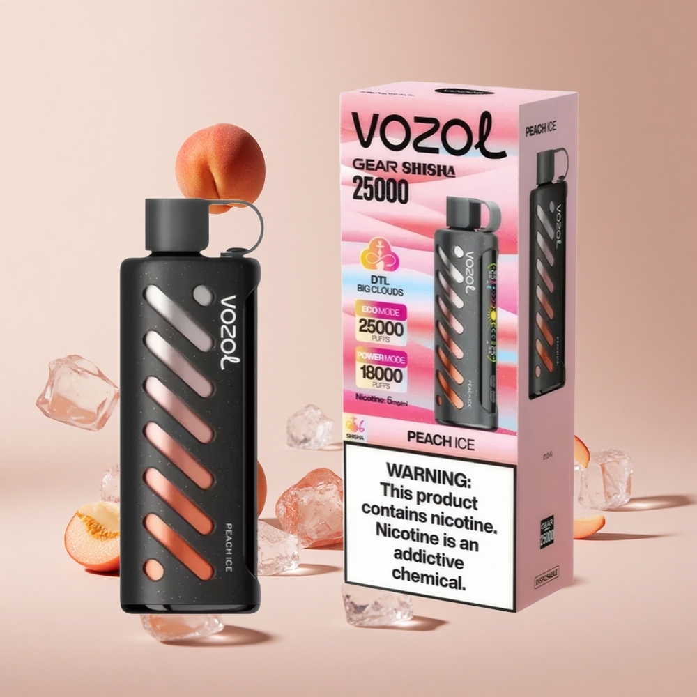 Şeftali Buz VOZOL Gear Shisha 25000 Puff 30 Lezzetli Tat ve Çift Mesh Çift Mod