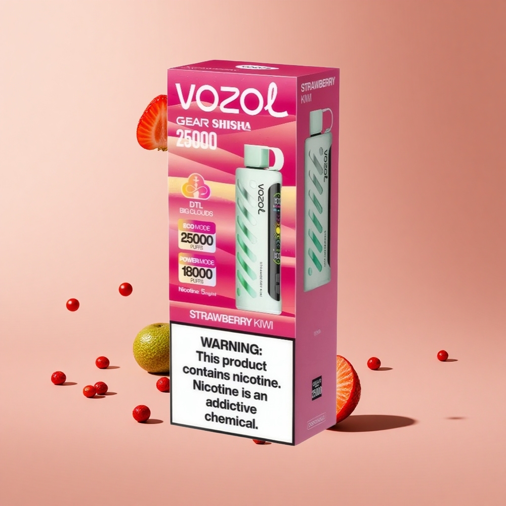 Çilek ve Kivi VOZOL Gear Shisha 25000 Puff 30 Lezzetli Aroma Akıllı Chip: S.i.L.C Teknolojisi