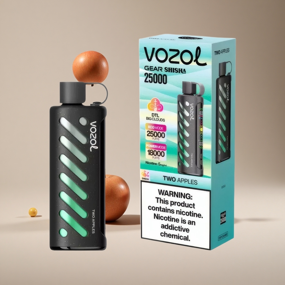 İki Elmalı VOZOL Gear Shisha 25000 Puff Tek Kullanımlık Vape 30 Lezzetli Aroma & Çift Örgü Çift Mod